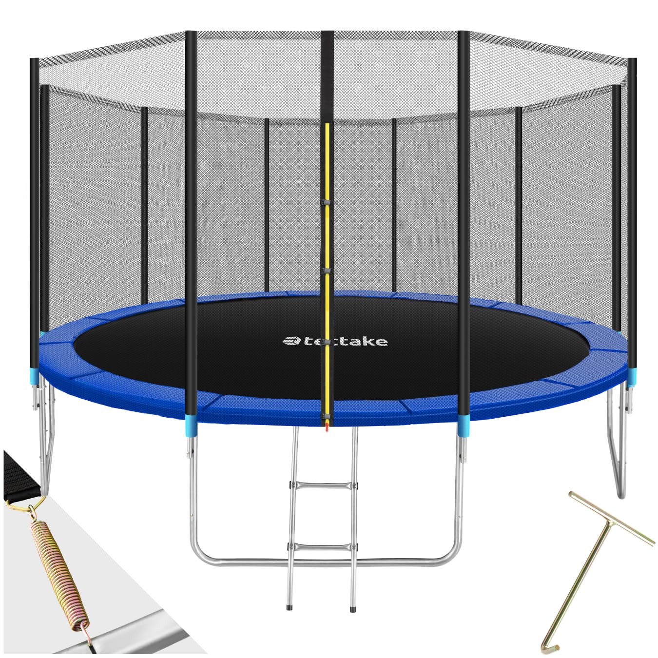 tectake® Trampolín, Cama Elástica Exterior para Niños y Adultos, Estructura de Acero, Red Protectora, Escalera, Certificado TÜV GS, Juegos Exterior Niños, Trampolin Fitness Adultos