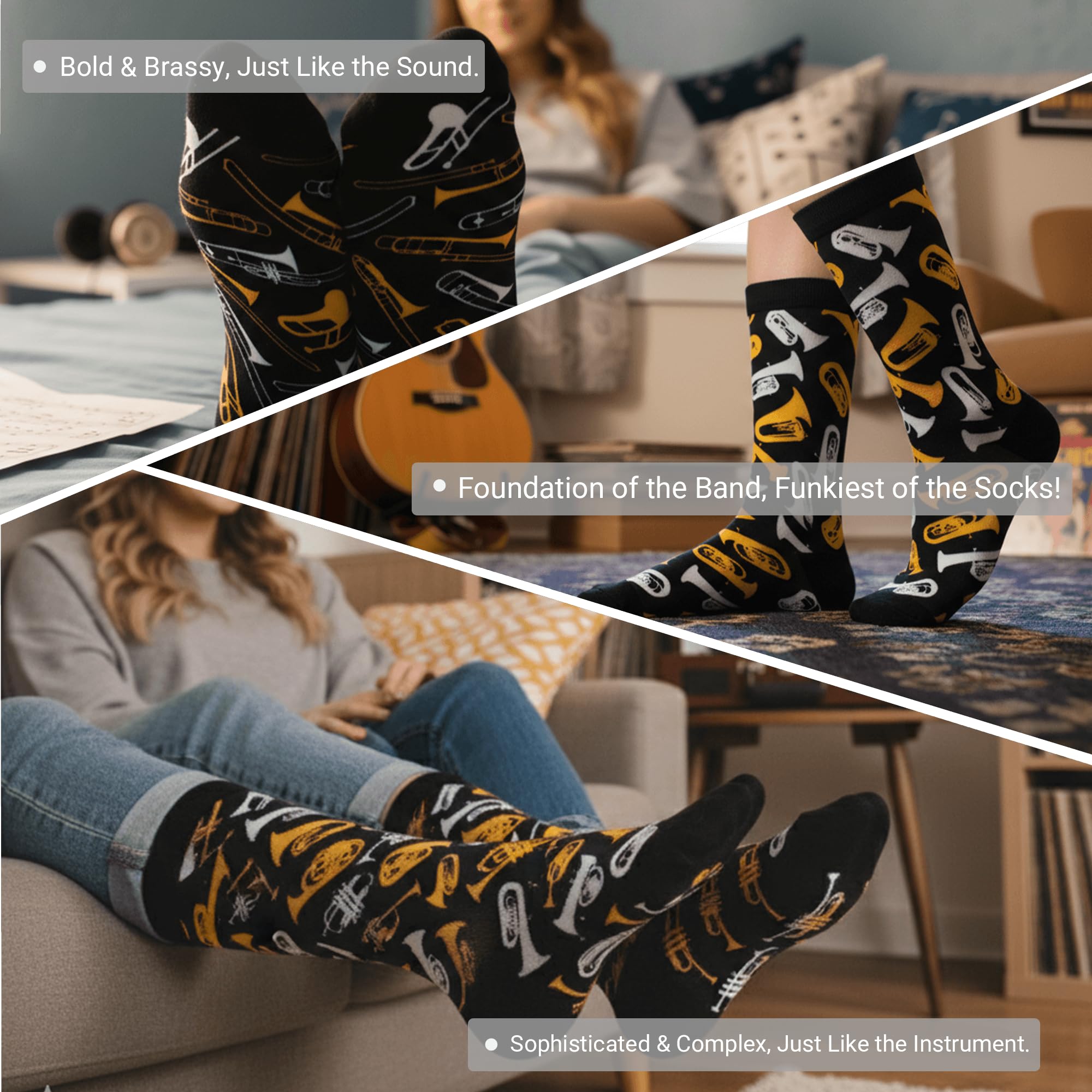 Music Instruments Socks for Men Women, Novelty Socks Gift for Musicians & Music Lovers