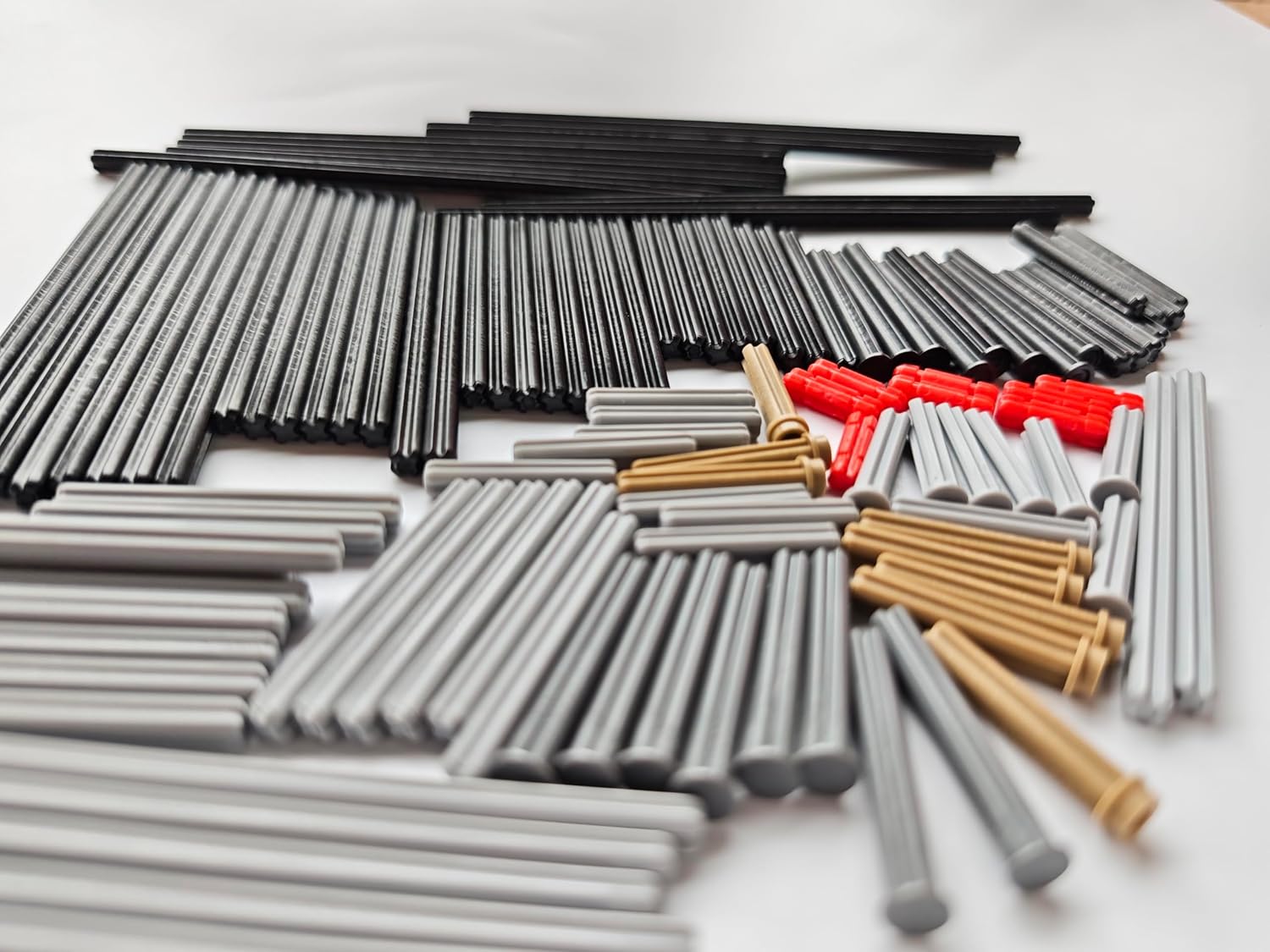 120Pcs Axle Rods Assortment Pack, 15 Size Classic Building Blocks Axle Connectors Building Blocks Accessories, Compatible with Lego Parts and Pieces