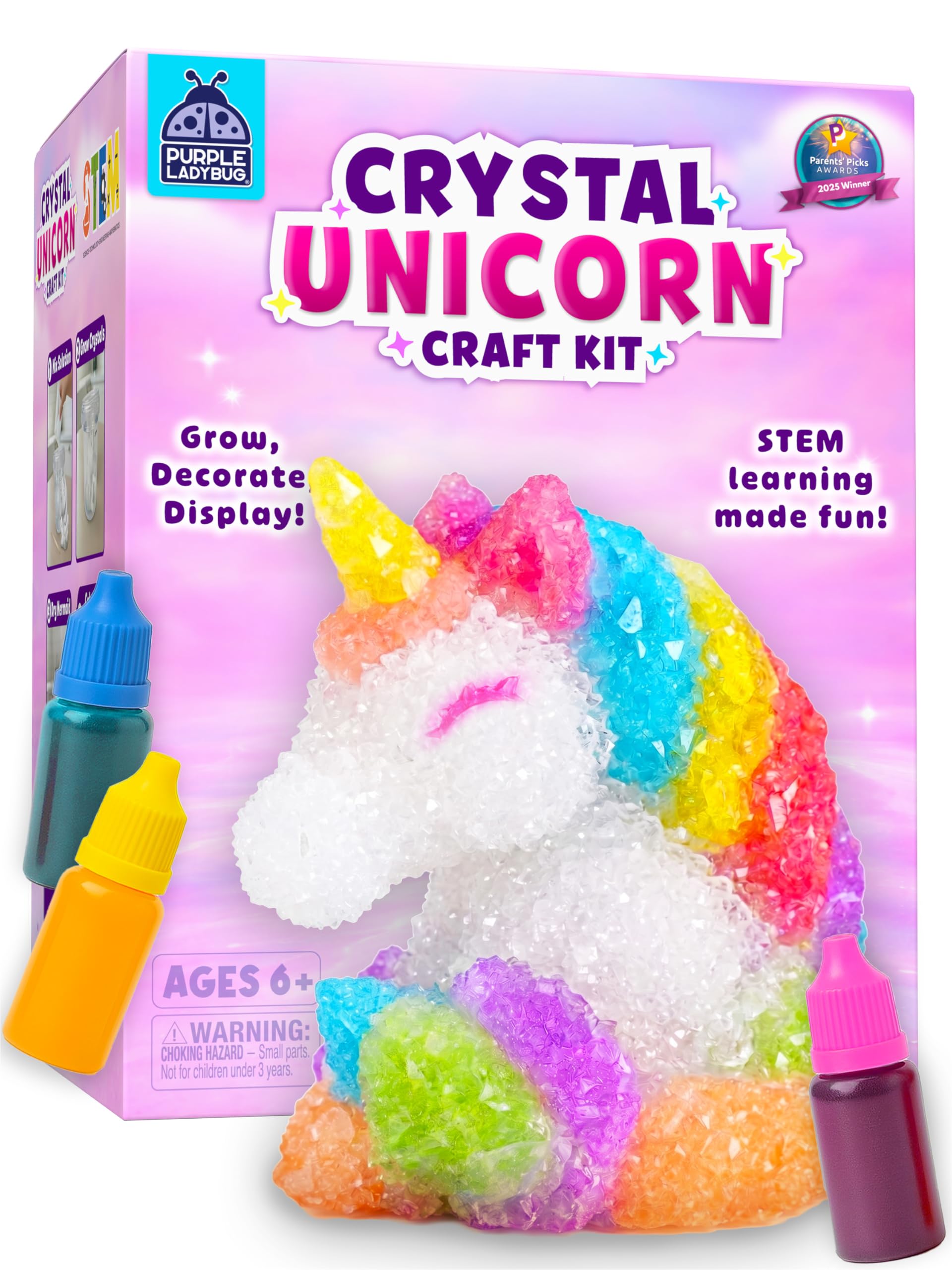 Crystal growing Kit For Kids - Educational Present for Girls Ages 6 7 8 9 10 Years Old, Crystal Making Experiment Set, Unicorn Theme STEM Kit For Girls, Fun Science Activity For Kids