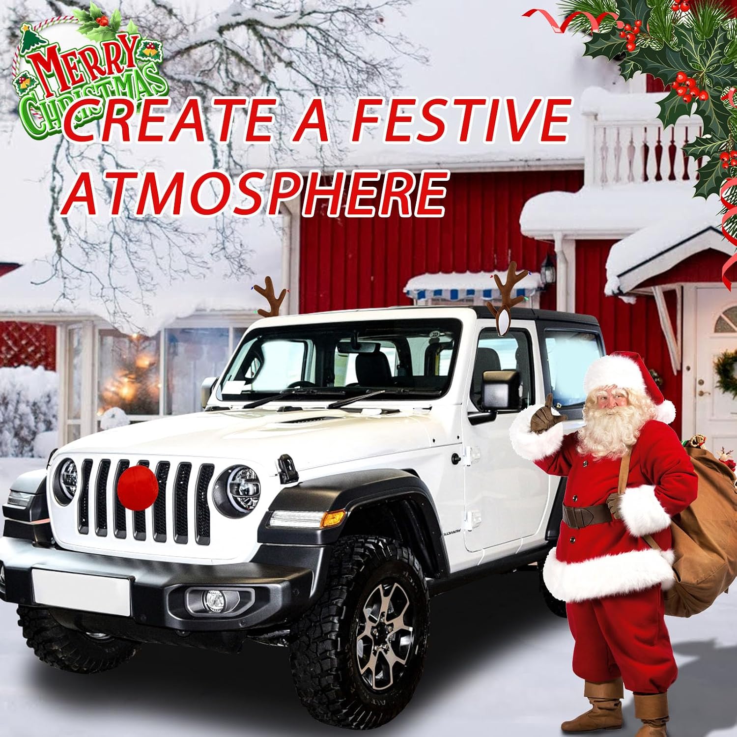 Christmas Car Reindeer Antlers with Ears and Nose image 2