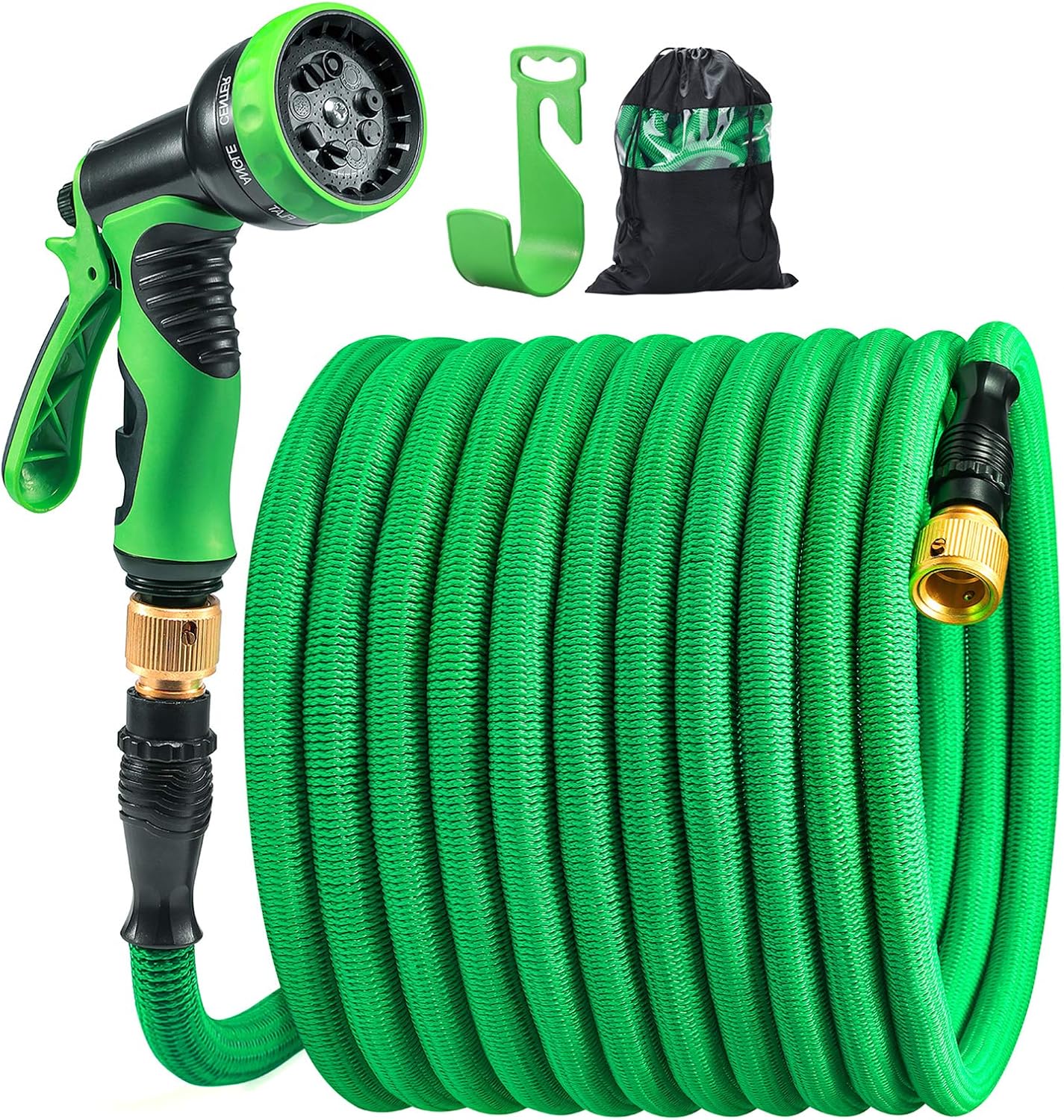 ACSTEP 2022 Upgrade Expandable Garden Hose Water Hose with 9-Function High-Pressure Spray Nozzle, Heavy Duty Flexible Hose, 3/6" Solid Brass Fittings Leakproof Design (Dark Green, 100FT)