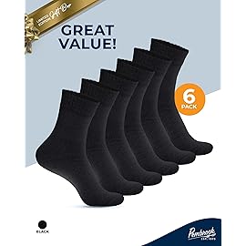 Pembrook Black Diabetic Socks for Men & Women | 6 Pairs - Gift Box | Wide Stretch Top Diabetic Socks for Men 9-12 | Ankle Moisture Wicking Neuropathy SM-Blck(GP) 6P