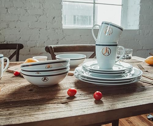 Miniatura 5 de Star Trek: Picard 25th Century - Juego de vajilla de cerámica de 16 piezas, incluye platos de ensalada, cuencos, tazas