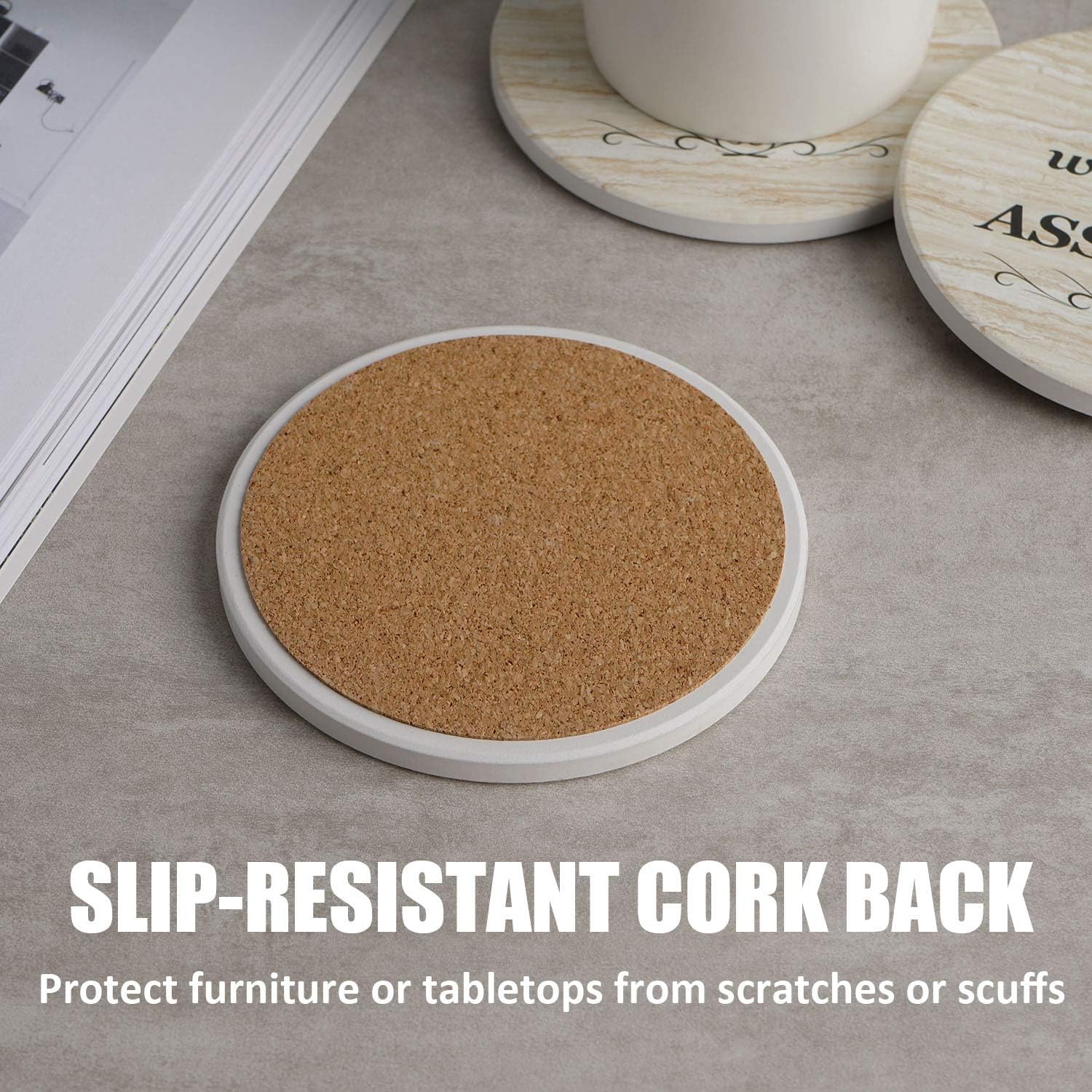 Limited Stock Coasters for Drinks, Funny Drink Coasters Absorbent with Holder 6 Pcs Absorbing Stone Funny Coaster Gift Set Housewarming Gift New Home Apartment Kitchen House Decor Gift for Women Men