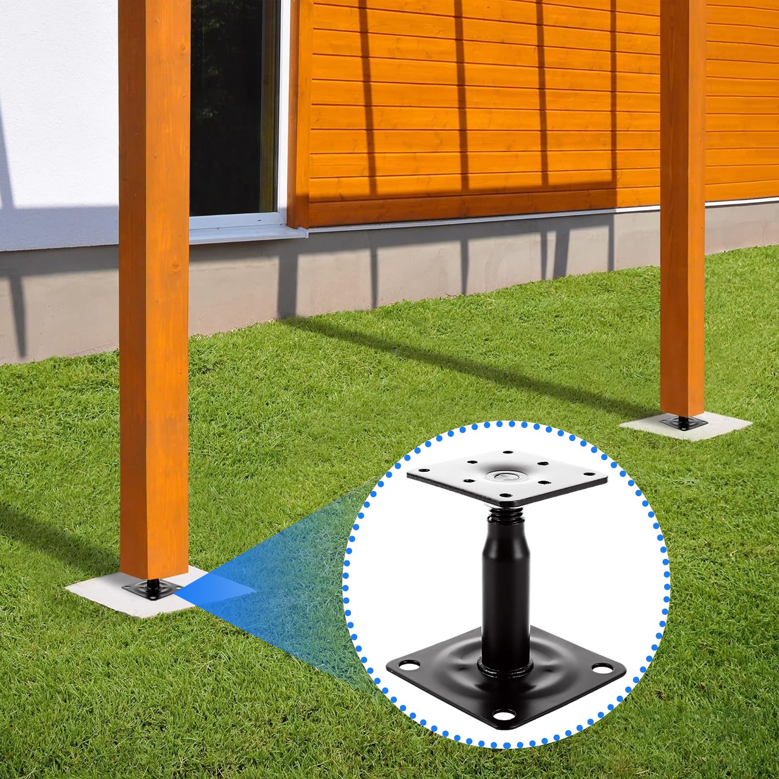 Supporto Pali Regolabile 150-190mm, 4PCS Supporti Pali Gazebo in Acciaio Zincato, Base Pilastro Regolabile per Pali Legno, Pergole, Capanni e Lavori Edili