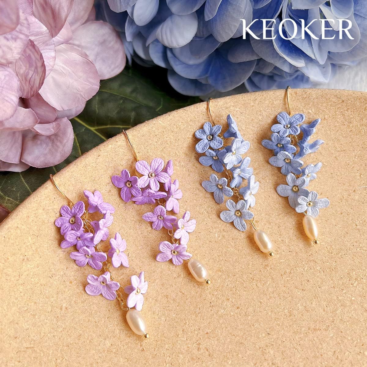 Keoker Lavender Polymer Clay Earrings Molds - Mini Petals Cutters and Molds for Jewelry Making, Perfect for Earring Lovers, Flower Clay Cutters