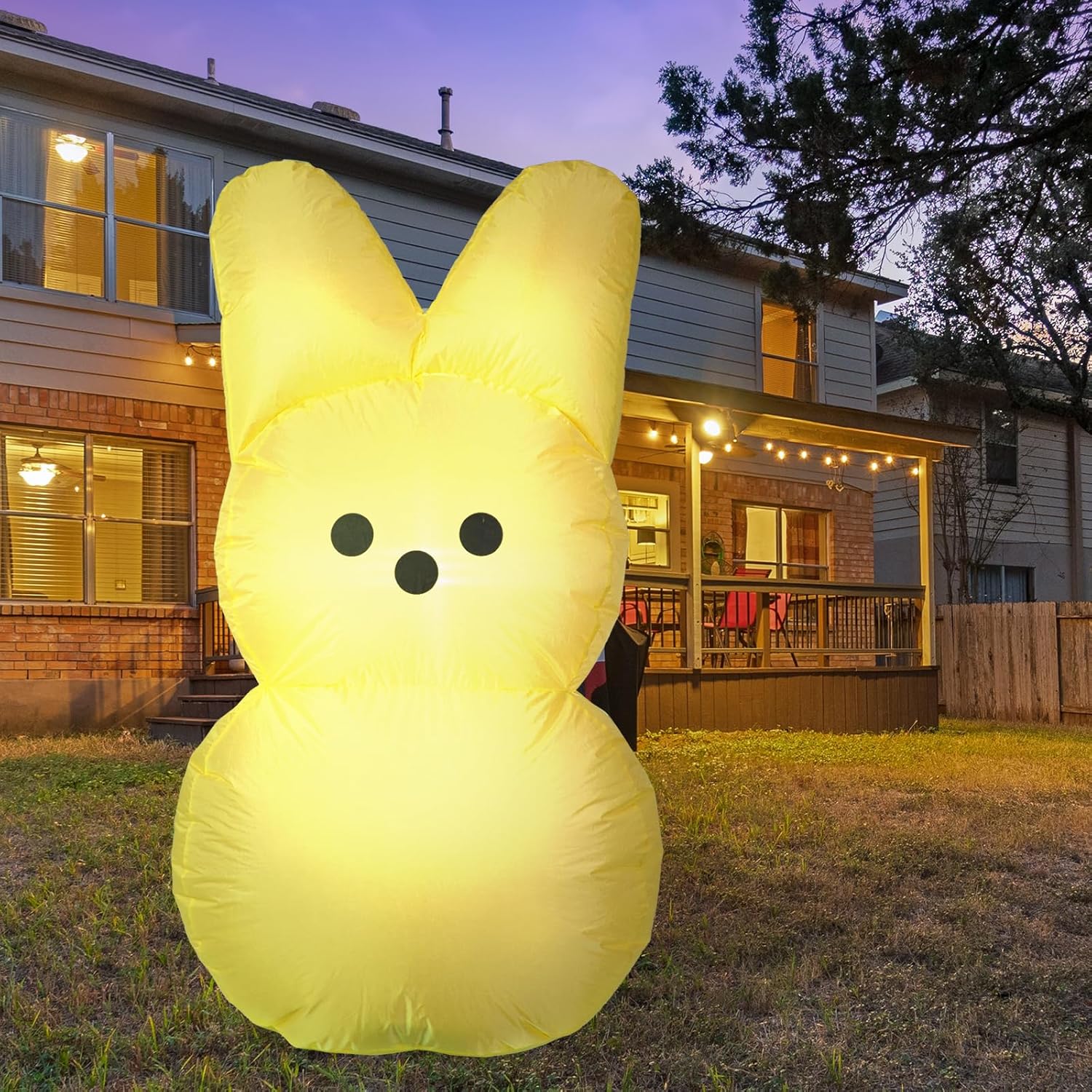 Easter Inflatables Outdoor Decorations,Yellow Bunny Blow Up Easter Yard Decoration Welcome Decor for for Outdoor Indoor, Yard, Garden, Lawn, Supplies (Yellow)