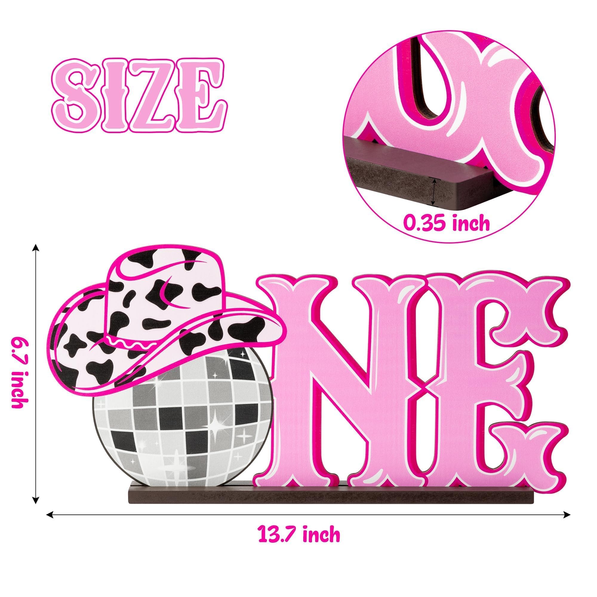 FFyhiinski Western Disco Cowgirl Table Decorations - ONE Letter Wooden Sign Table Centerpieces for Baby Shower Print I'm ONE First Birthday Party Decor Photo Props for 1st Birthday Baby Decor