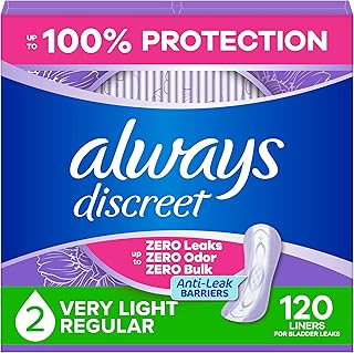 Incontinence Panty Liners for Bladder Leaks, Size 2, Very Light Absorbency, 120 Count