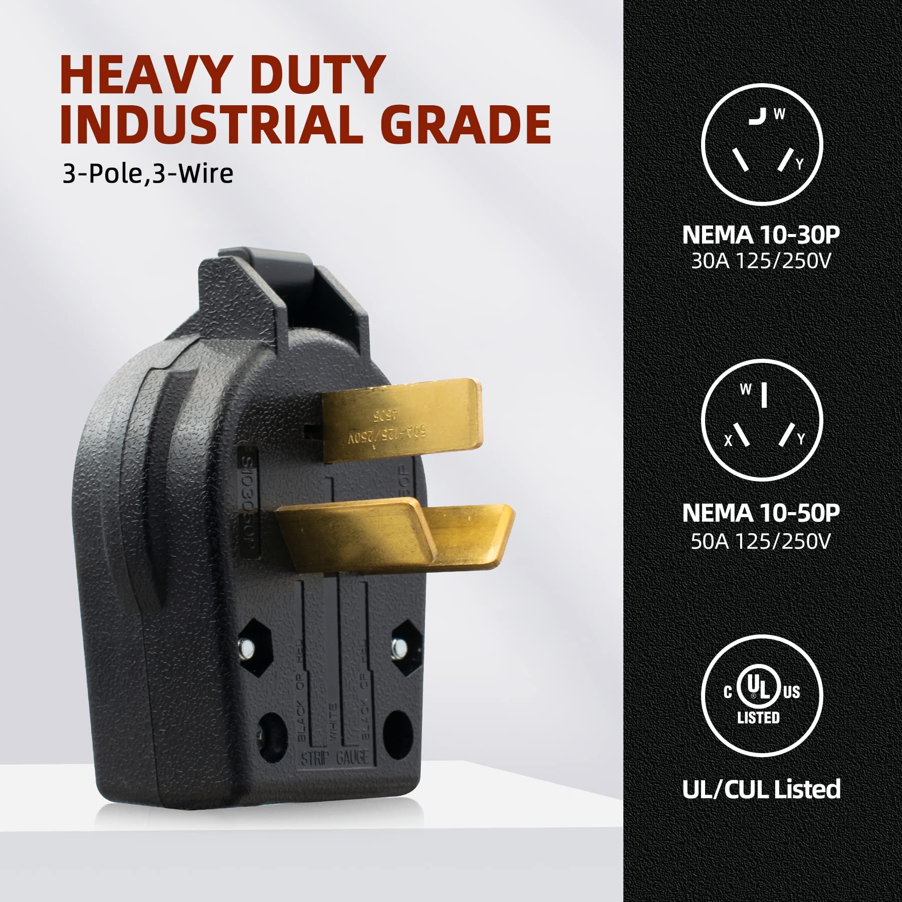 NEMA 1030P & NEMA 1050P, 30 & 50 Amp, 125 & 250 Volt