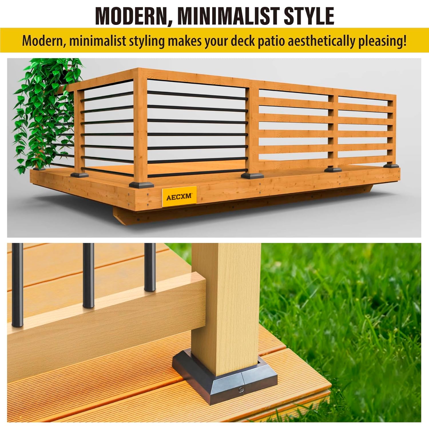 4Pack 3.5"x 3.5" Aluminum Deck Post Base Cover, Split Post Cover Skirts for Deck Railings丨Stairs丨Porches Black