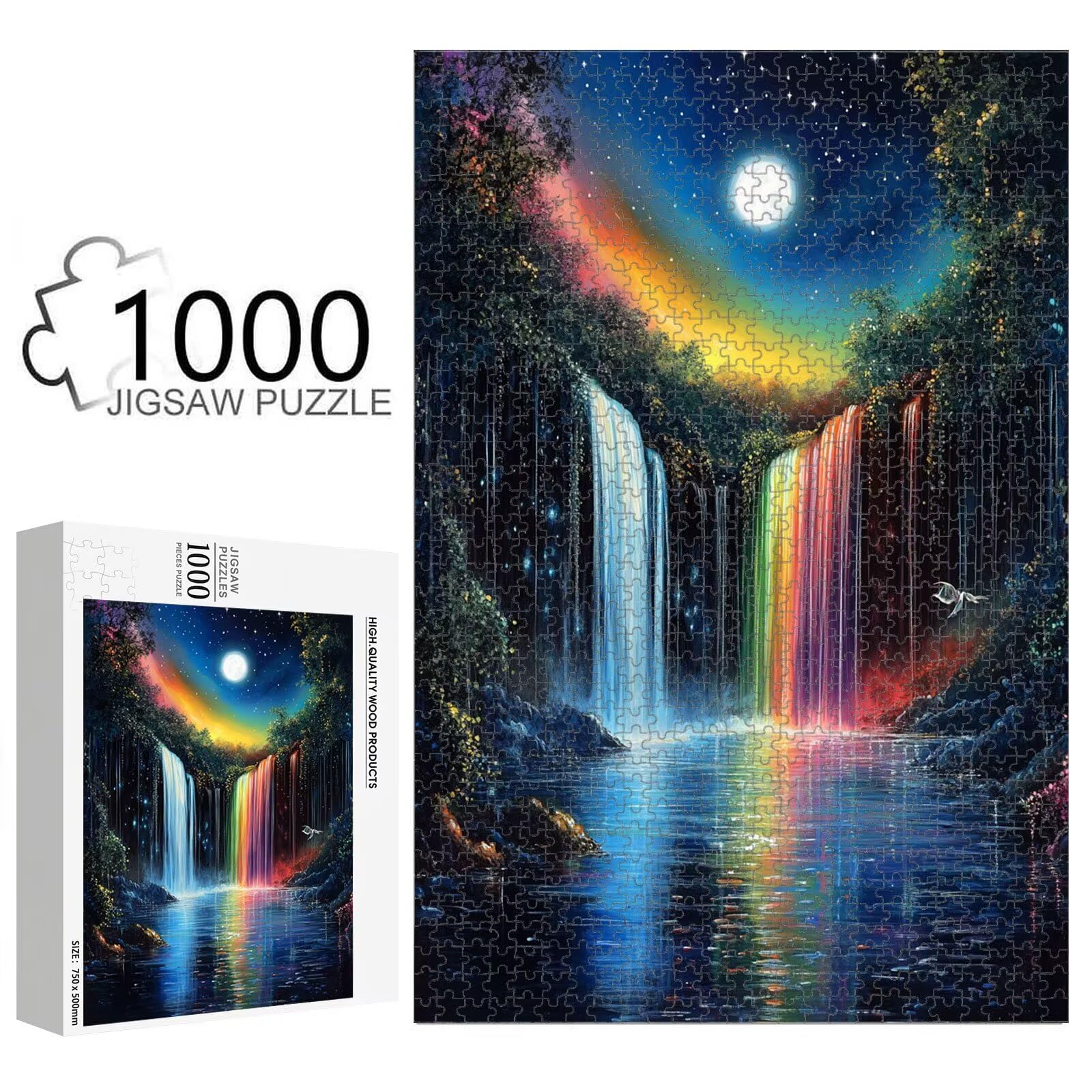 Puzzle 1000 Pièces, Automne & Ciel étoilé Puzzle en Bois Durable 1T#1892 | Puzzle en Bois, Découpe de Précision, Encres aux Couleurs Vives, Loisir Relaxant, Décoration Intérieure, Cadeau, 50x75cm