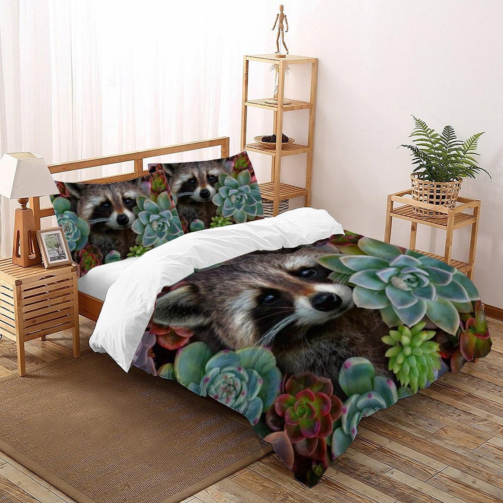 Housse de couette raton laveur 260x220cm lit adulte imprimé 3D