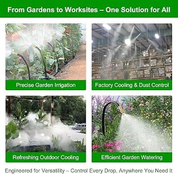 Brass Misting Nozzles for 5/16 Inch Drip Irrigation Tubing, 360° Adjustable Rotating Sprayers for Garden, Greenhouse & Outdoor Cooling, 15 Pack