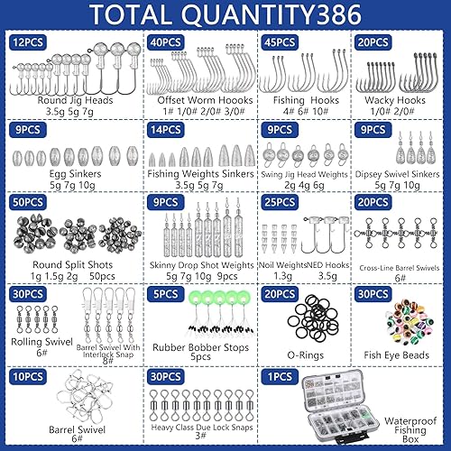 Miniatura 2 de Sosation Kit de equipo de pesca de 482 piezas, caja de aparejos de pesca con aparejos incluidos, mochila, señuelos, ganchos, plomos, herramientas de
