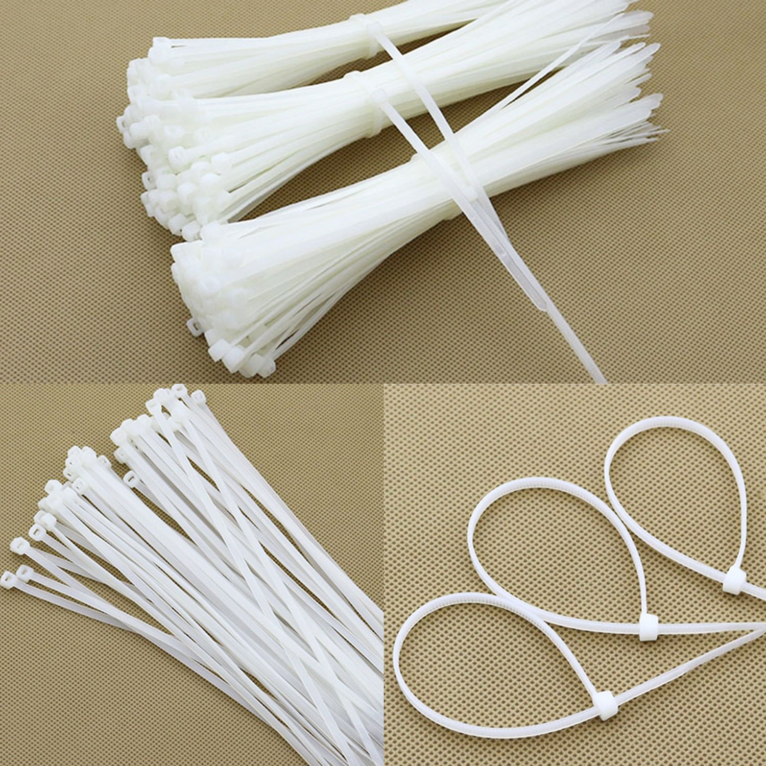TrendBox 1000 (Size: 4x150mm/6 inches) White Self-Locking Nylon Plastic Cable Cord Zip Ties Wrap Fasten Wire Durable Indoor Outdoor Travel Home Corrosion Resistance