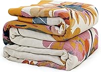 MSGKV Boho Reversible Throw Blanket 100% Cotton Floral Butterfly 50x60 Inch Soft Cozy for Couch Sofa Bed