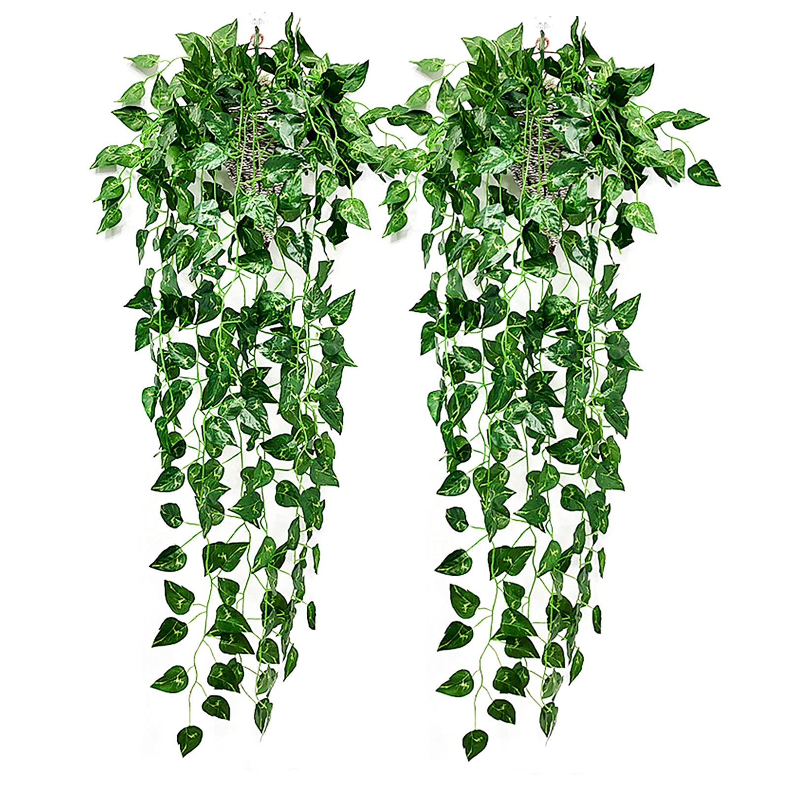 HIFUAR Artificial Green Plant Wall Hanging Rattan (Ivy)