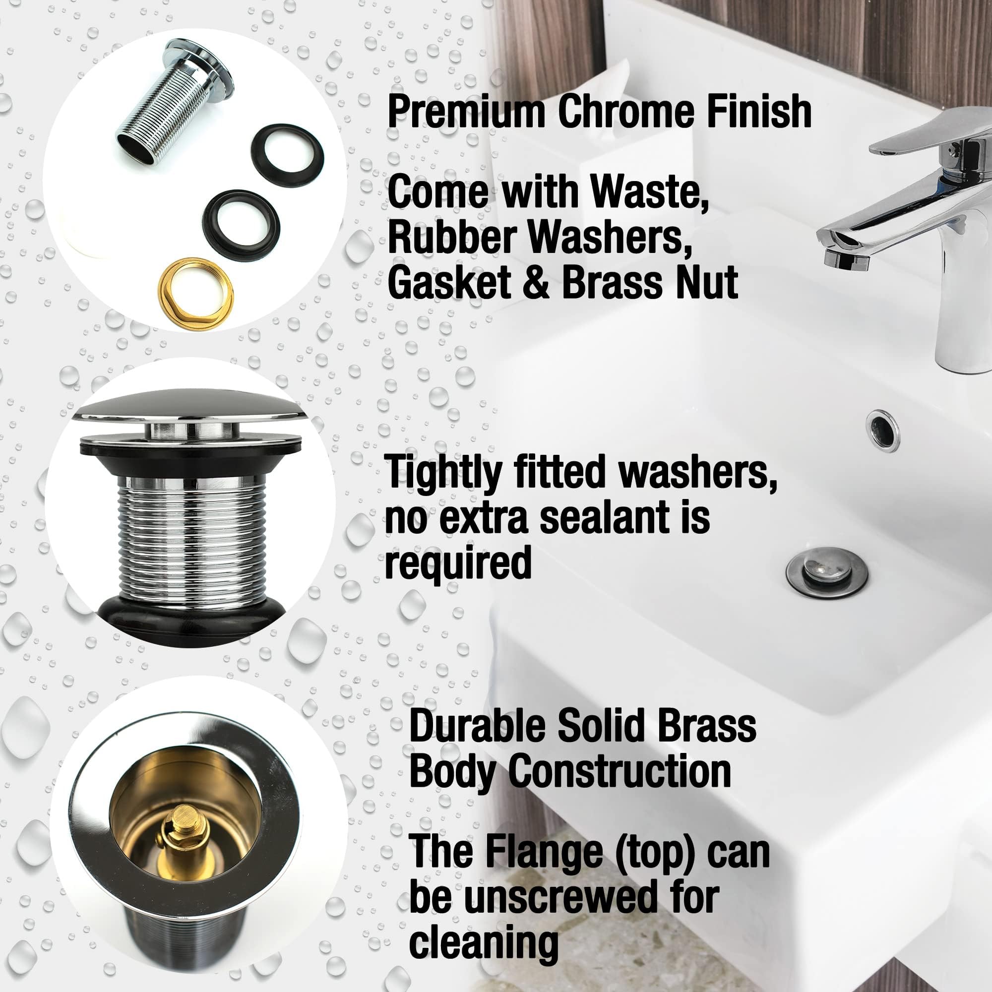 Xcel Home 2x Chrome Slotted Click Clack Dome Basin Waste, G1 1/4 - Image 3