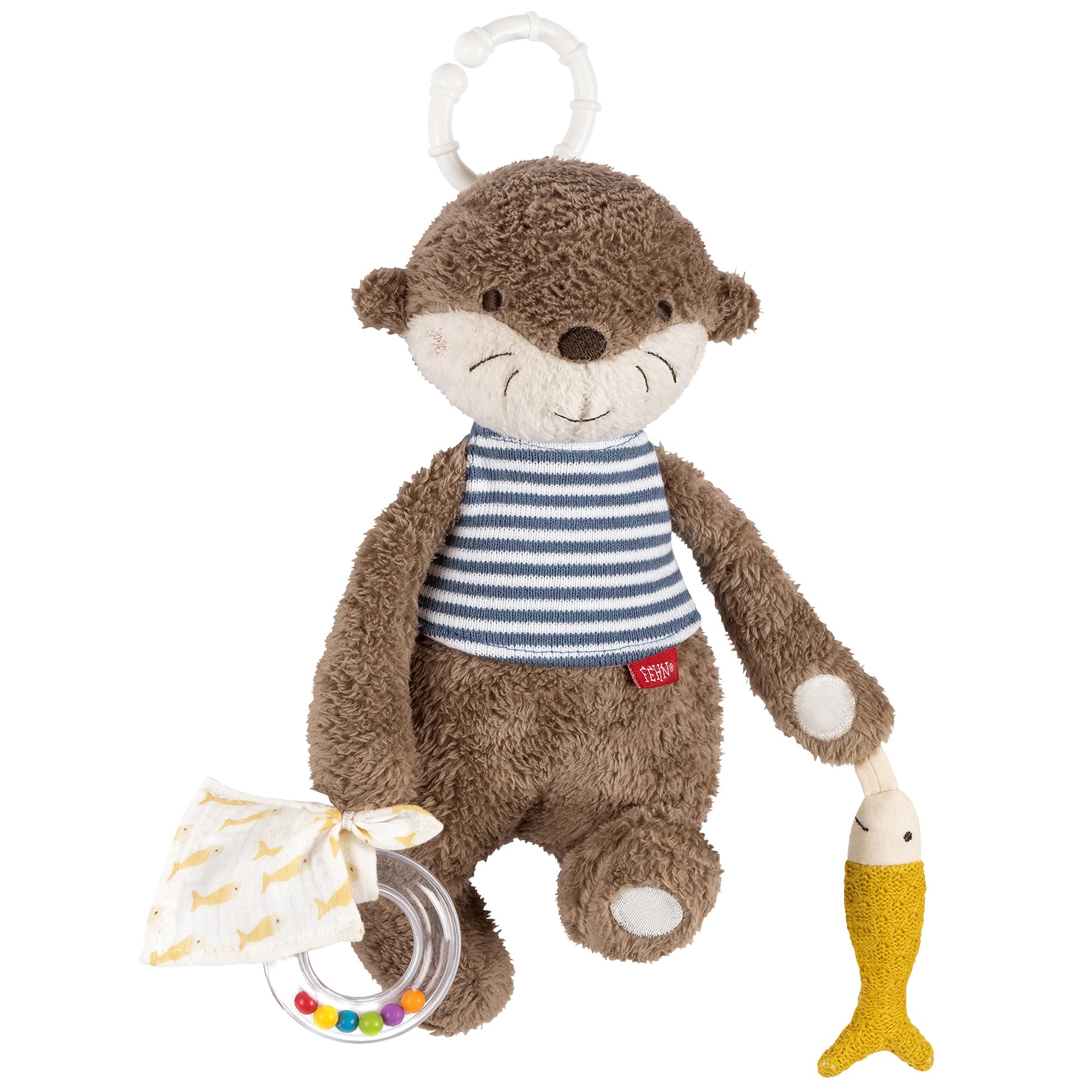 Fehn Activity-Otter – Motorikspielzeug zum Aufhängen mit spannenden Anhängern zum Greifen und Geräusche erzeugen für Babys und Kleinkinder ab 0+ Monaten