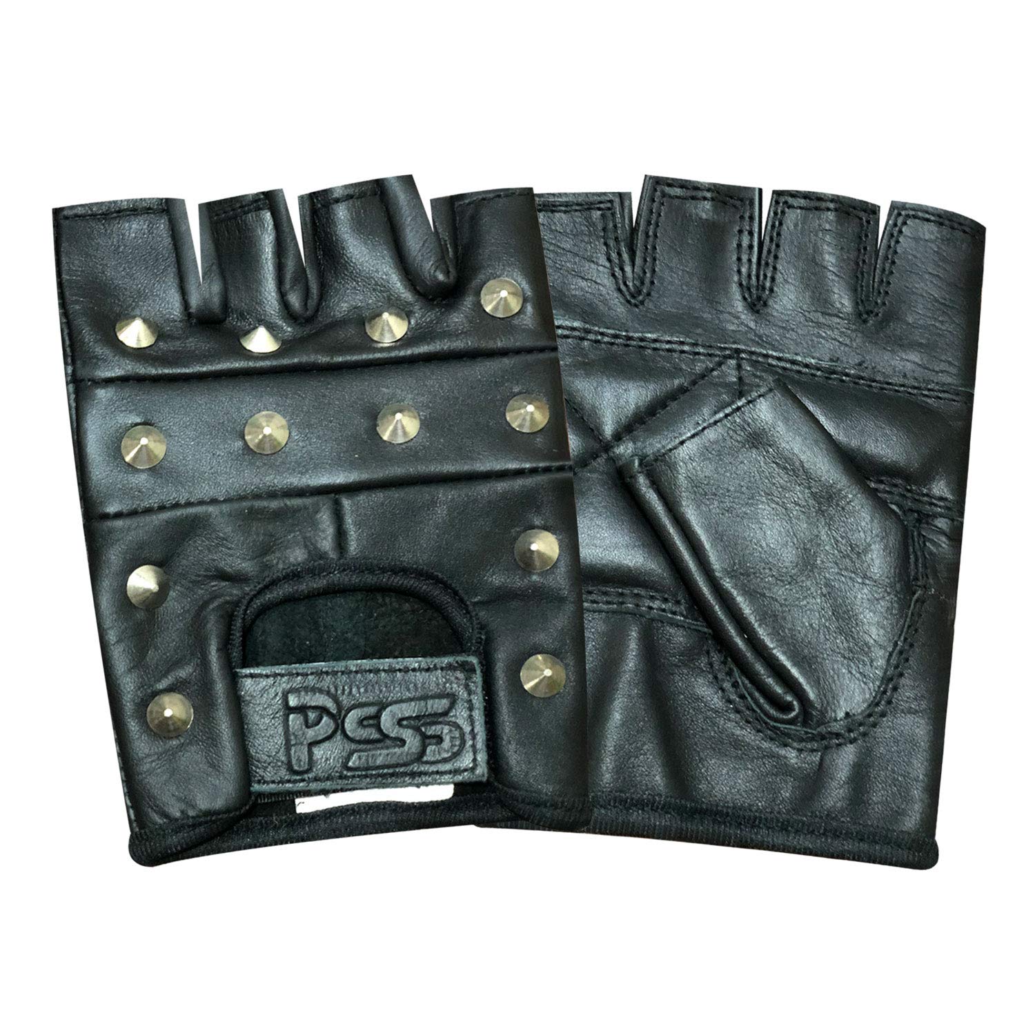 nieten handschuhe PrimeLeather Hochwertige Echt Leder Schwarze Fingelose Biker Punk Gothic Fahrer Größe XL Fashion womens-gloves Größe:16 / 5,0 FIT Mission Essential Gear 0351