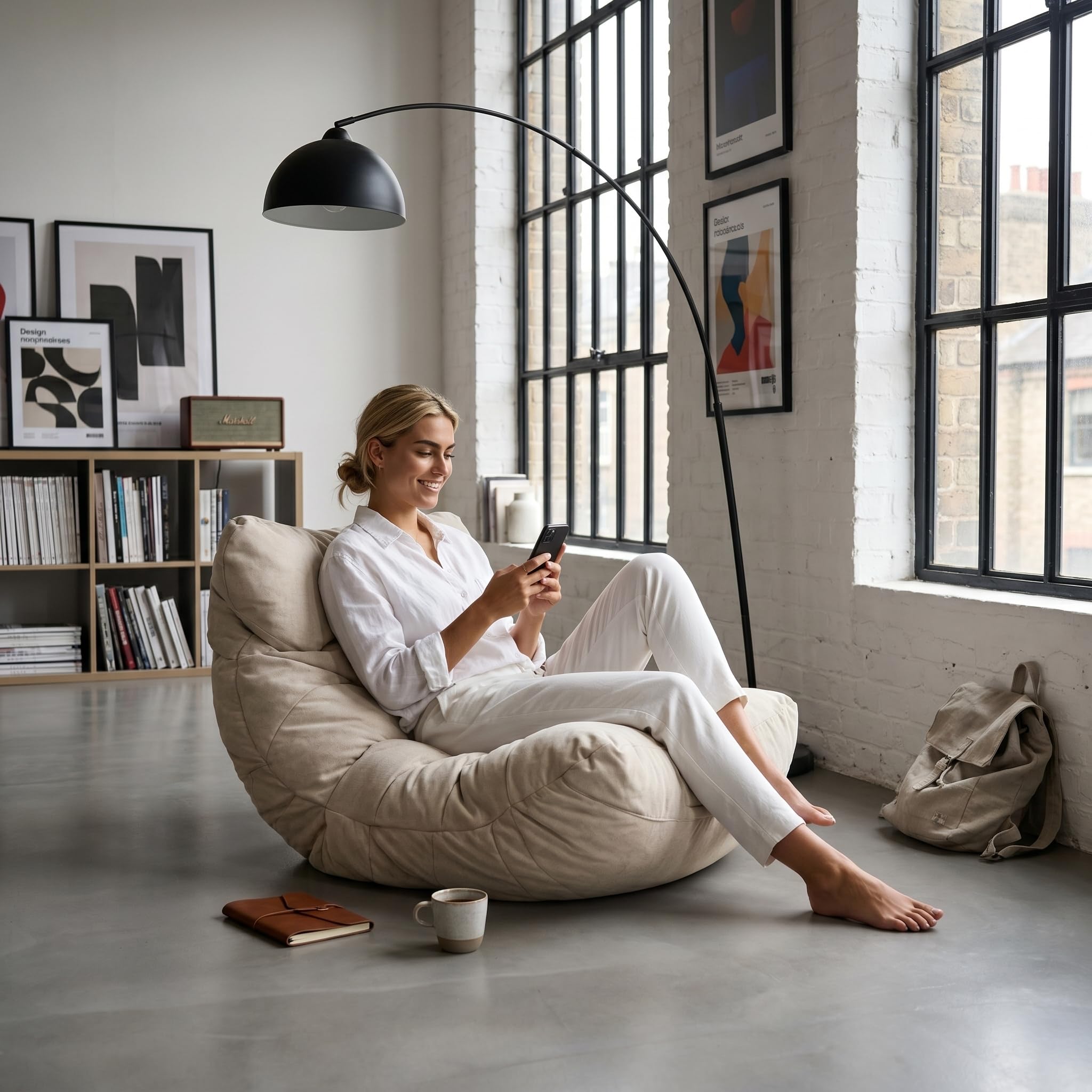 Aiire Housse Pouf Salon Moderne - Fauteuil Pouffe Géant Interieur Adulte ou Ado sans Remplissage pour Décoration de la Chambre – Gros Bean Bag Chair Enfant XXL