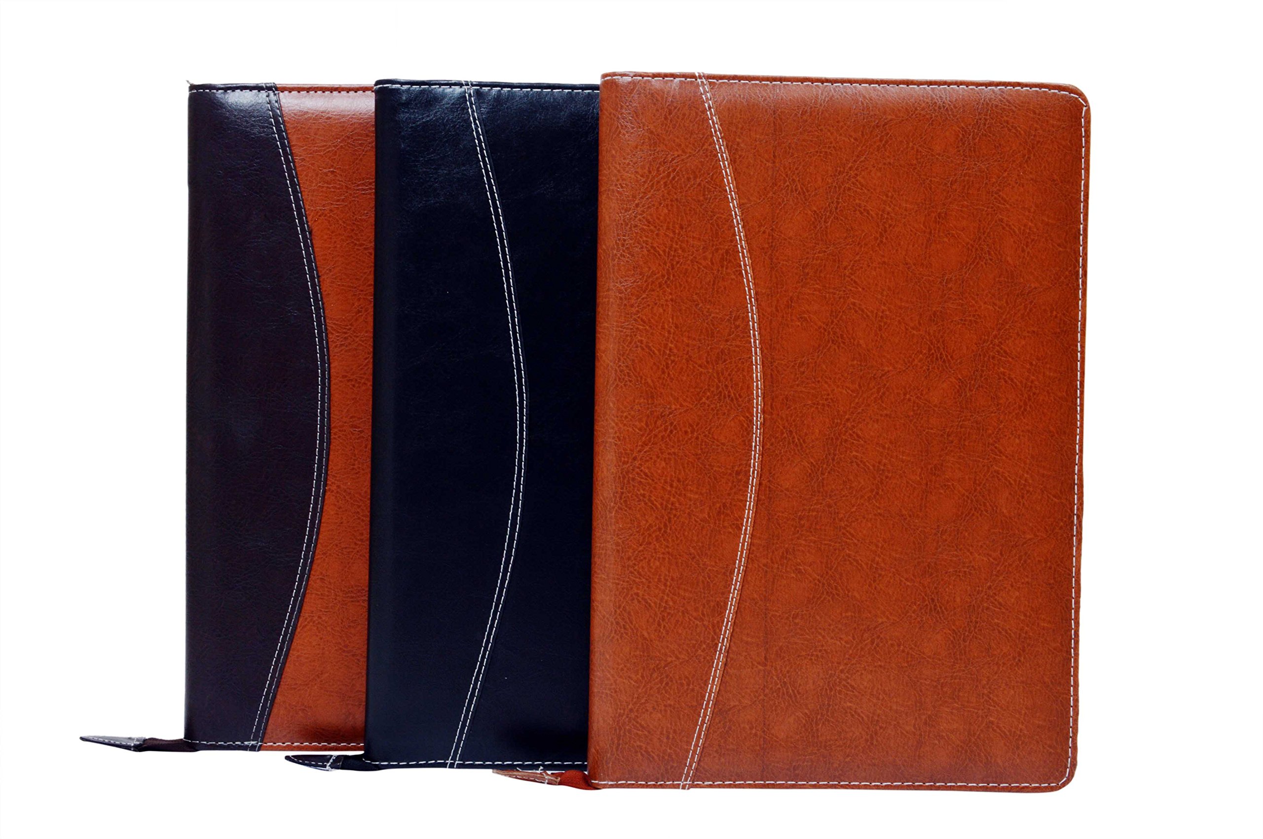 Amazinghind Leatherette Material Professional Files and Folders, Certificate, Documents Holder with 20 Leafs, Pack of 3 | Color: Brown,Black,Mix | Size-B4
