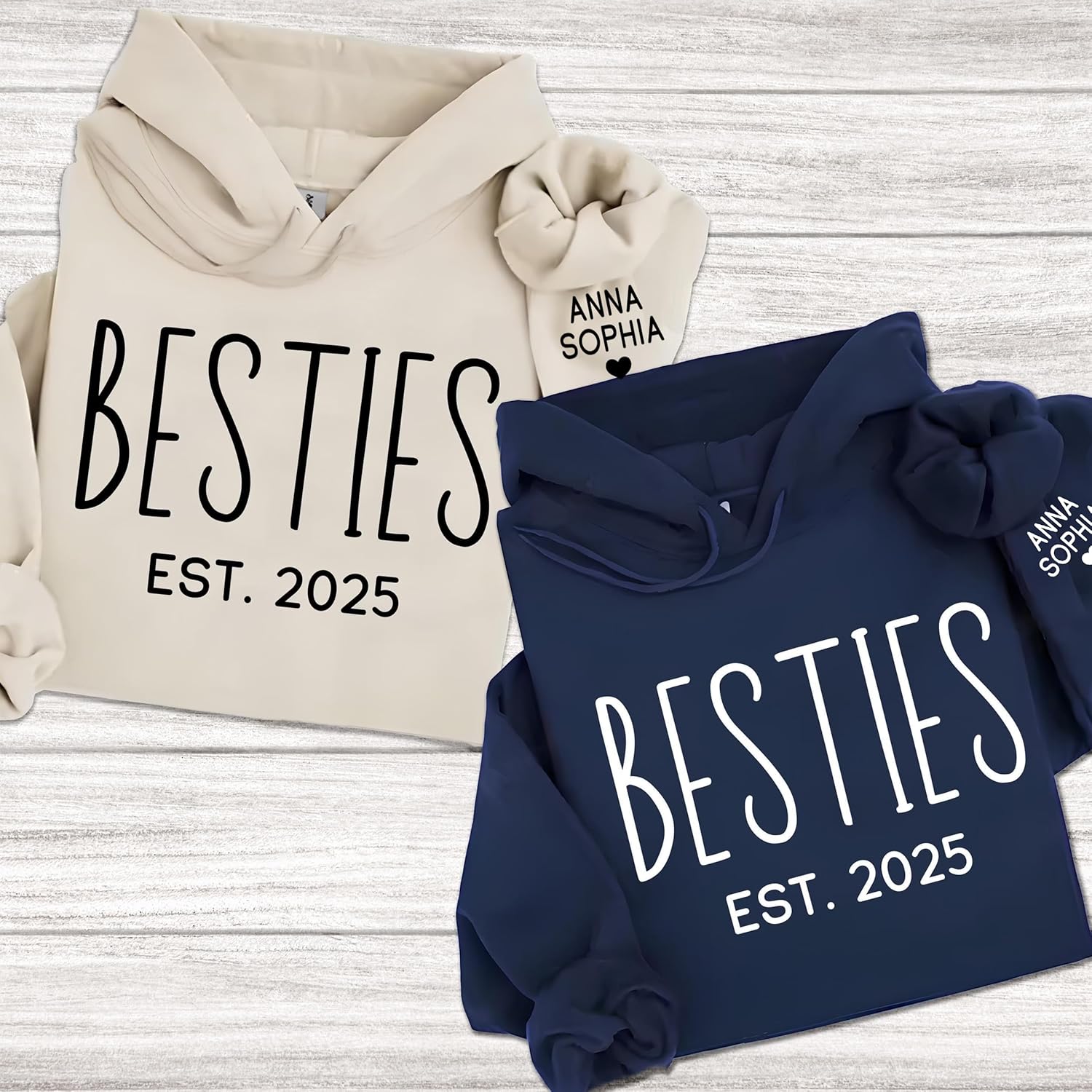 Personalized Besties Sweatshirt, Custom Matching BFF Crewneck, Best Friends Est. Year Gift for Girls - Image 3