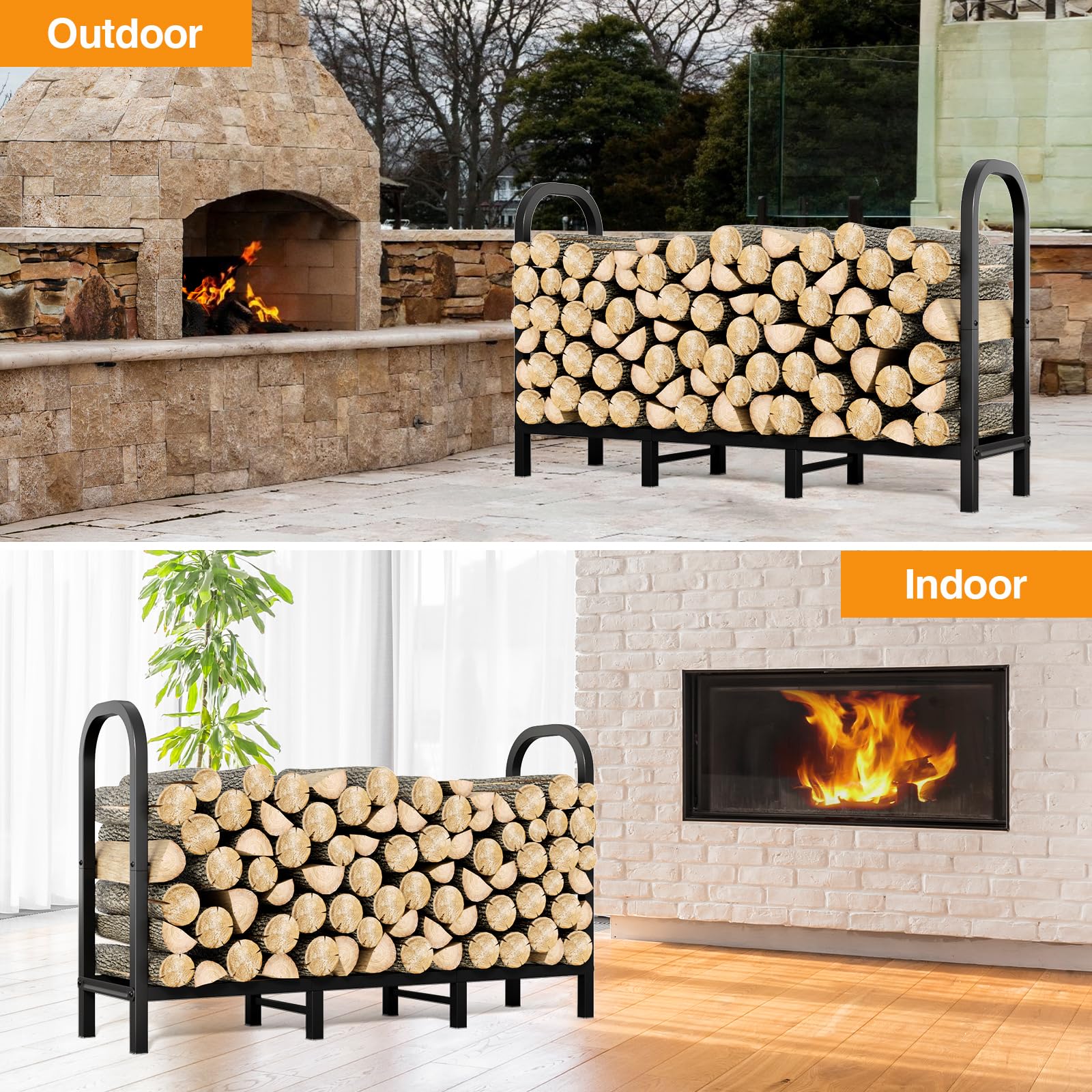 Snapklik.com : 4FT Firewood Rack Indoor - Heavy Duty Wood Racks Indoor ...