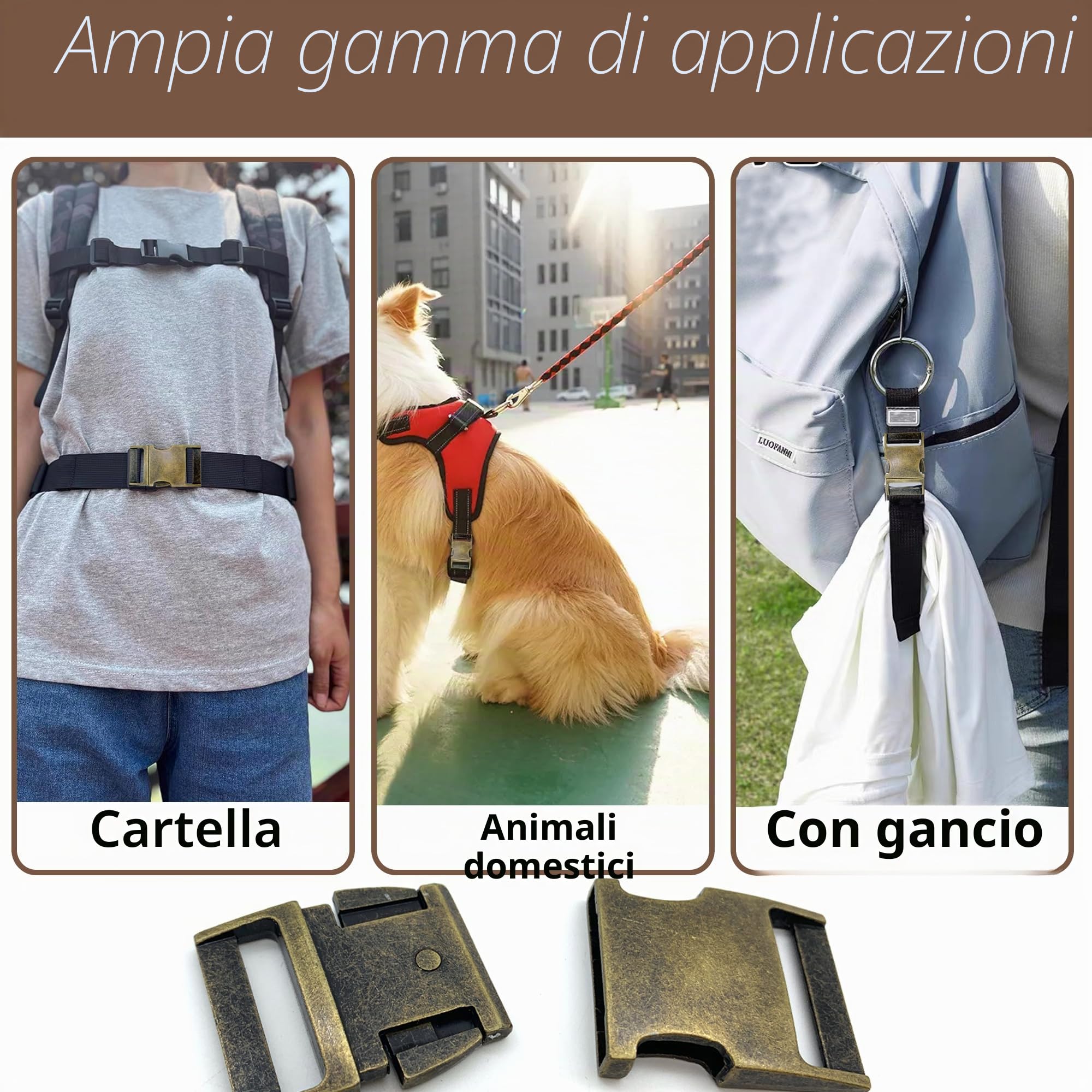 DHER Fibbie a Rilascio Laterale Fibbie in metallo Chiusura, Fibbia per Borsa di Ricambio, Fissaggio per Fibbia per Cintura, per Braccialetti Paracord, Collare per Cani, Zaino