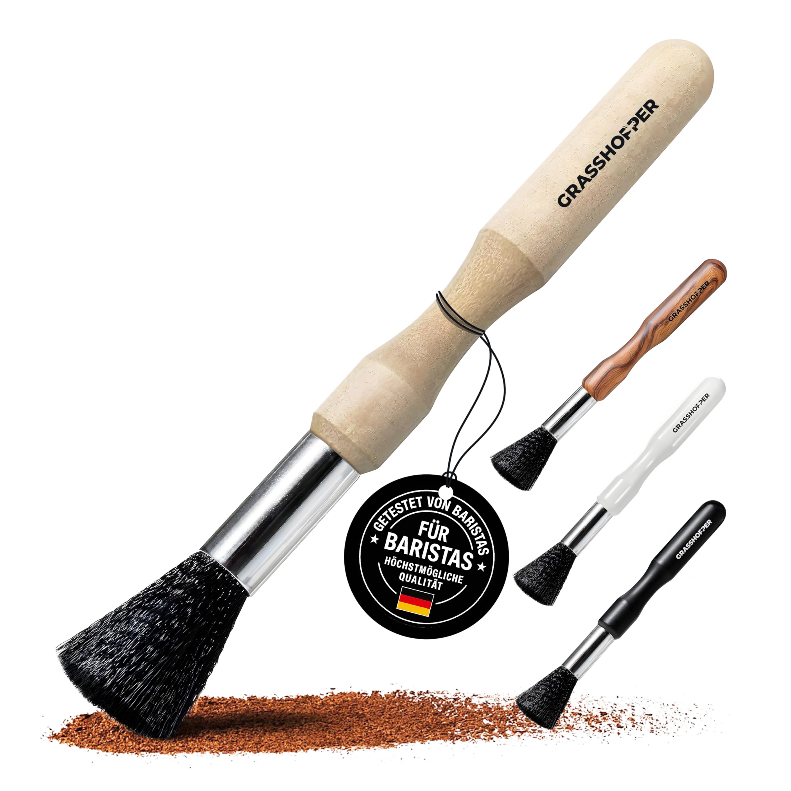 Barista Pinsel - Veganer Reinigungspinsel von Grasshopper für: Siebträger Maschinen Kaffeepinsel Barista Zubehör Kaffeevollautomaten Espressomaschine Kaffeemühle Küchenpinsel