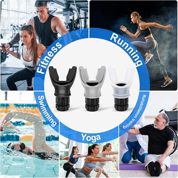 TEAWOO 3 PCS Portable Breathing Trainer with Adjustable Resistance Settings | Breathing Trainer for Enhanced Strength and Endurance, Black, Grey, White