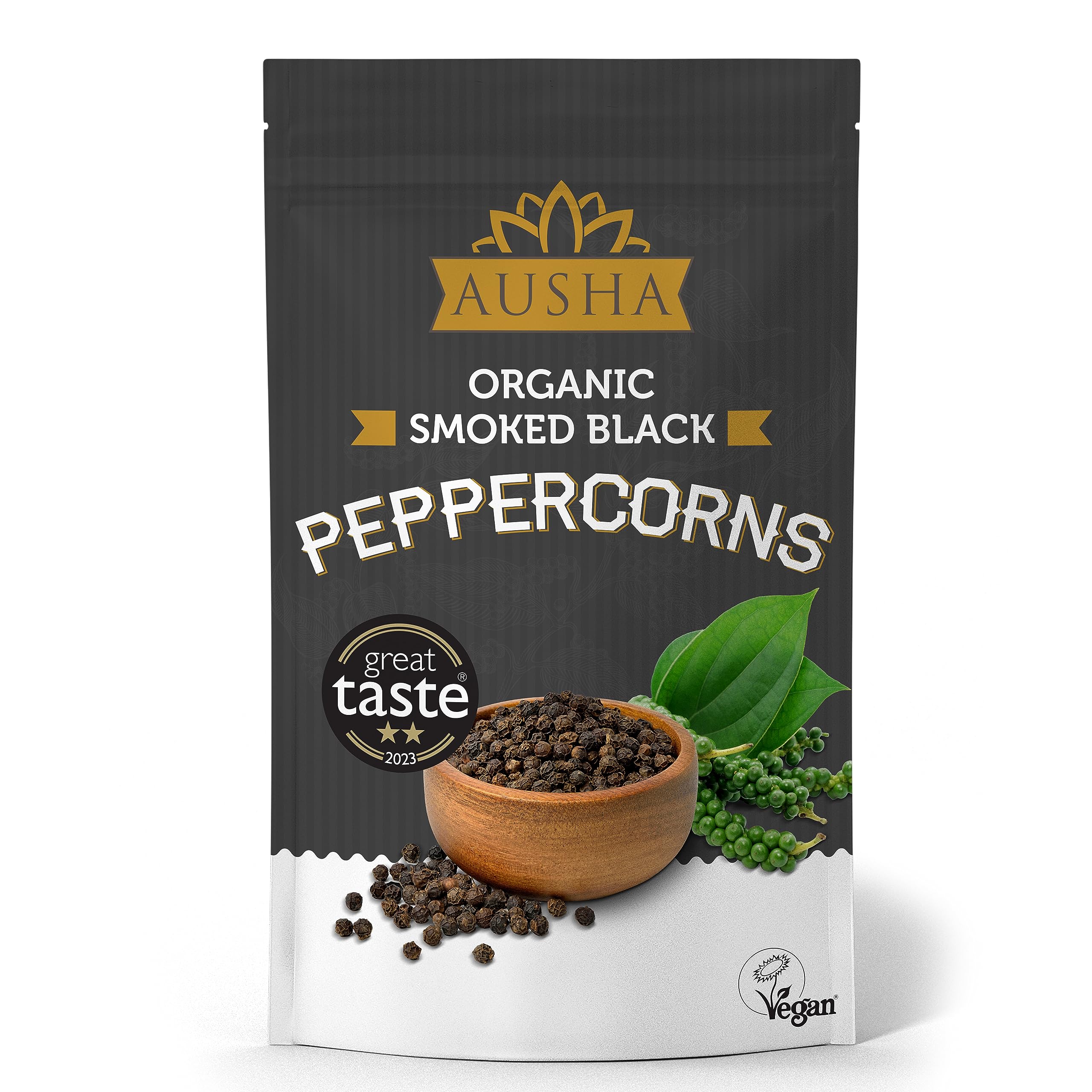 Ausha Organic Tellicherry Black Peppercorns Whole 100g - 2** GREAT TASTE AWAR