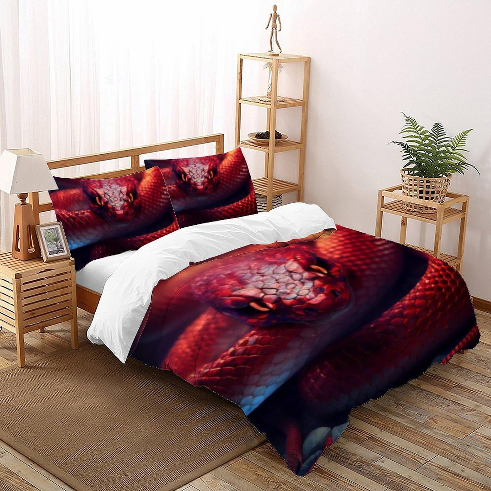 Housse de couette 200x200 serpent microfibre zippée pour lit garçon facile à border
