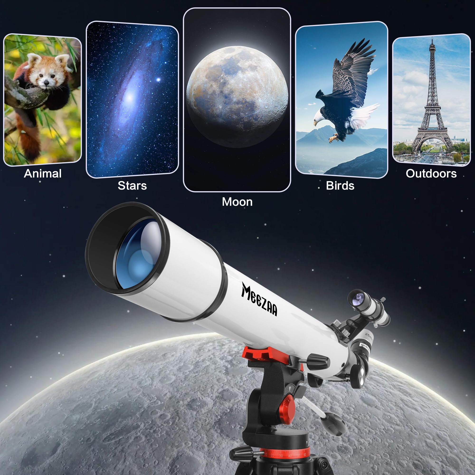 MEEZAA Teleskop, Teleskop Astronomie Erwachsene Profi, 70mm Blende 700mm Refraktor Teleskope für Einsteiger und Anfänger, Tragbare Reiseteleskope mit Edelstahl-Stativ, Handyhalterung und Tragetasche