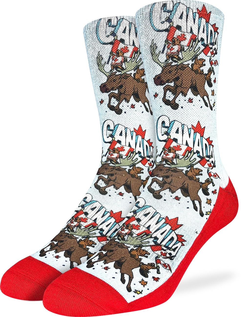 Good Luck Sock Men's Canada Socks, Adult, Majestic Canadian Moose & Beaver, Mens, Large