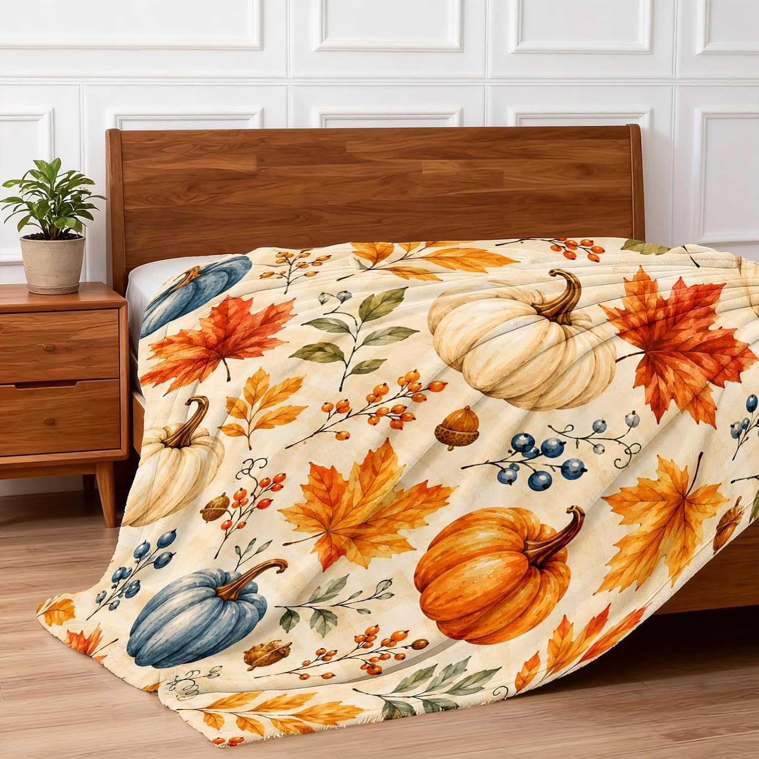 Cozy Fall Blankets and Throws, Pumpkin Blanket for Couch, Autumn Throw Blanket 40" x 60"