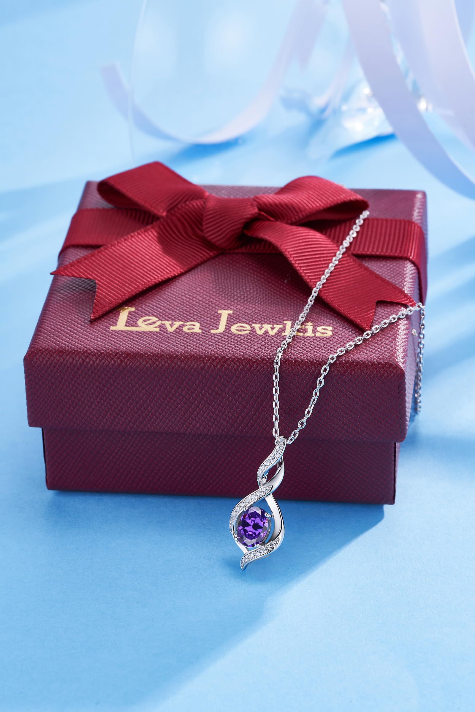 925 Sterling Silber Edelstein Geburtsstein Halskette Infinity Anhänger Schmuck Geburtstag Schmuck für Frauen Mädchen Mutter, 40+5 CM