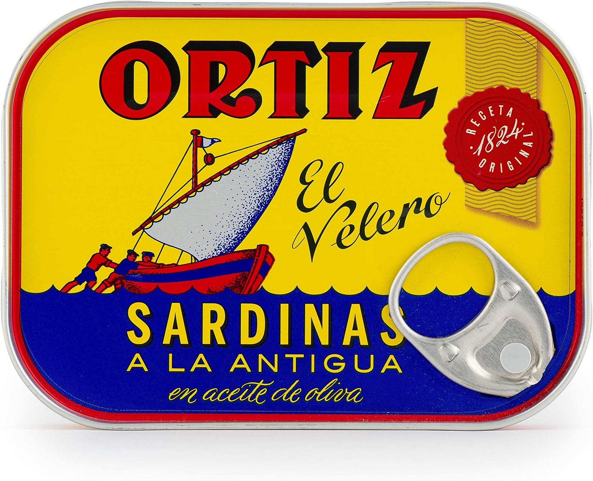Ortiz Sardines A la Antiqua 'Old Style', Moist and Tender, Wild Caught in Spain and Hand-Packed in Premium Extra Virgin Olive Oil, Enjoy in Salads, Sandwiches and on Toast, 4.9oz Can (Pack of 4)