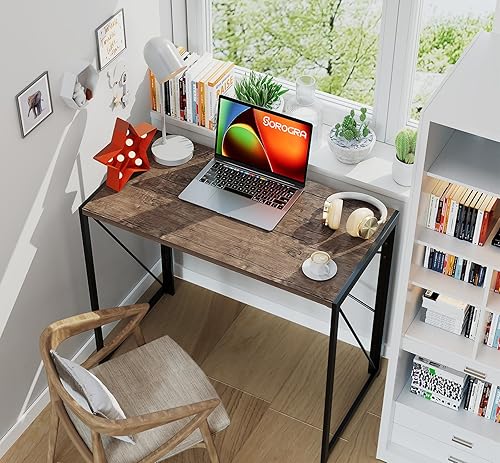 Miniatura 35 de Coavas Escritorio plegable pequeño de 39.4 pulgadas, escritorio de computadora plegable que ahorra espacio para dormitorio, oficina en casa,