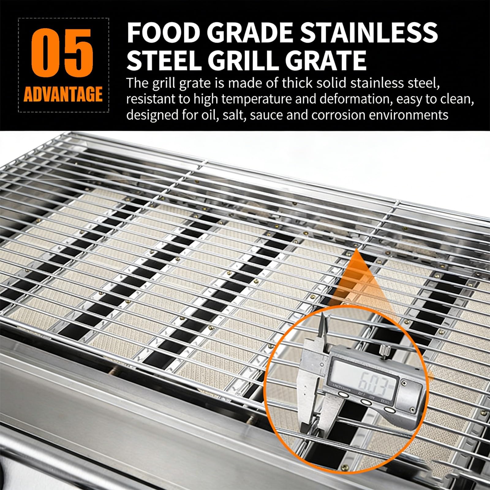 Barbecue a gas a 8 fuochi, in acciaio inox, per esterni, con altezza regolabile, vassoio di raccolta dell'olio, per feste, campeggio, picnic