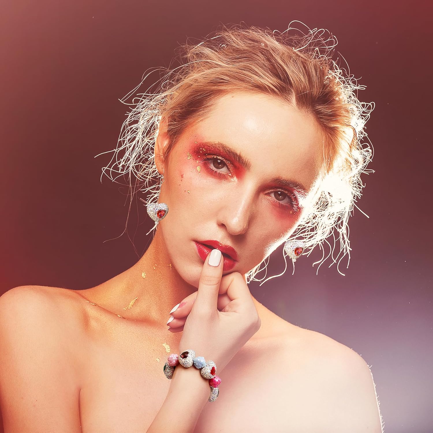 AUEAR, 10 Pack Rhinestone Heart Shaped Beads for Beadable Pens Spacer DIY Jewelry Keychain Making - Image 2