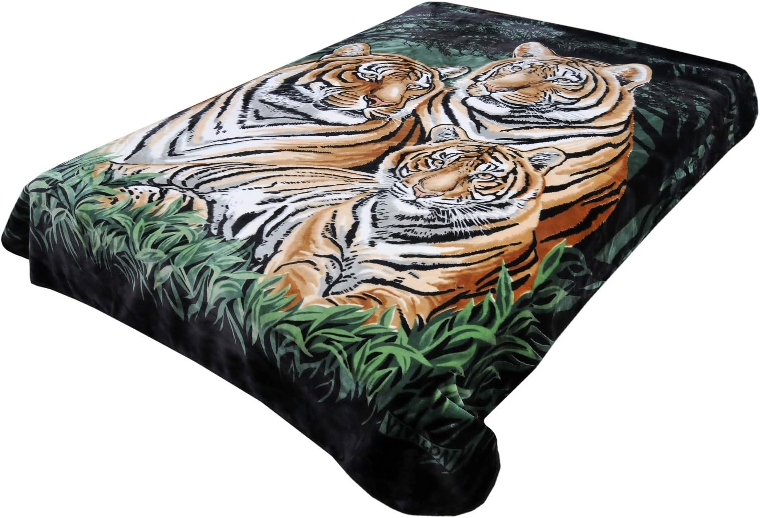 Solaron Original Bengal Tigers Thick Mink Plush Korean Style Super Soft Queen Size Blanket - Green