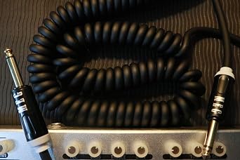 Aestivate 16ft/5m Coiled Guitar Cable Electric Instrument Cable Curly Instrument Cable Stretchable Straight to Straight Dual Straight Plugs(Black)