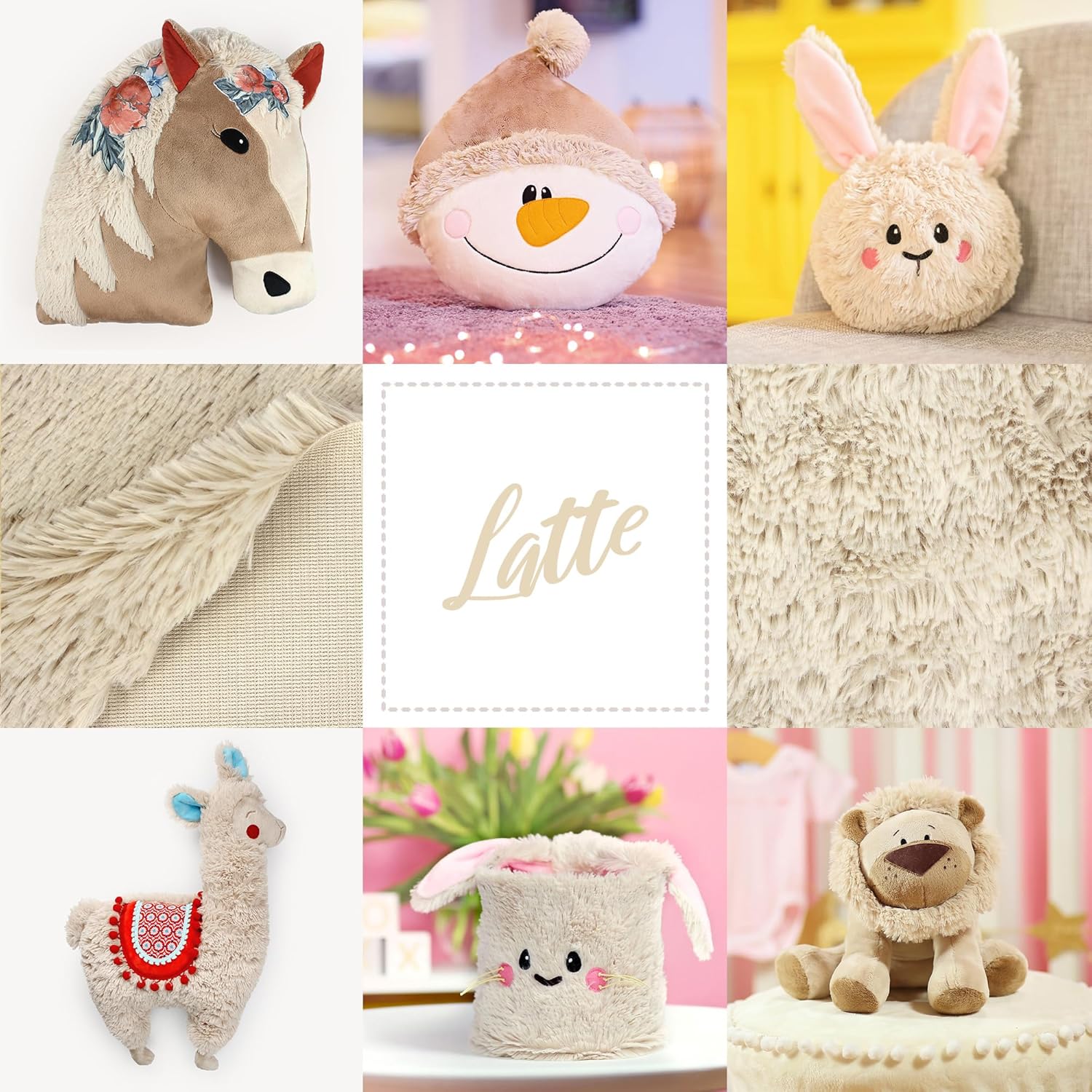 kullaloo Shaggy Faux Fur Fabric [3/4 inch Pile, 20 mm] | Plush Minky Fabric for Sewing | 39.5x29.5 Each | for Plushies, Crafts, Costumes, Upholstery, Apparel, Home Decor | Beige/Latte (Pack of 2)