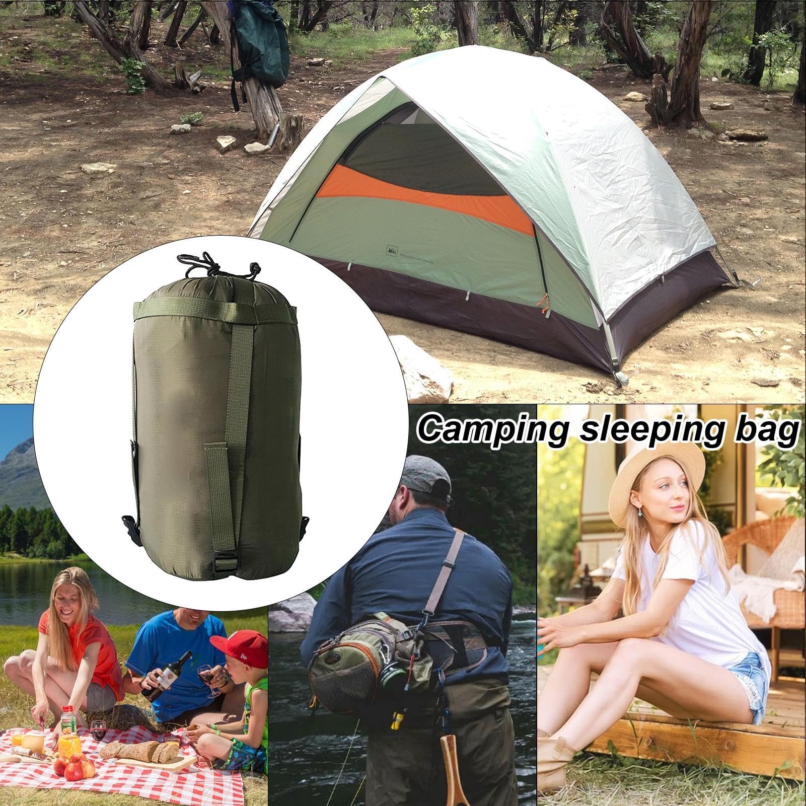 Sacco A Pelo Giuntabile Per Campeggio | Impermeabile E Leggero | Per 1-3 Persone | Con Sacco Compressione - Foto 7