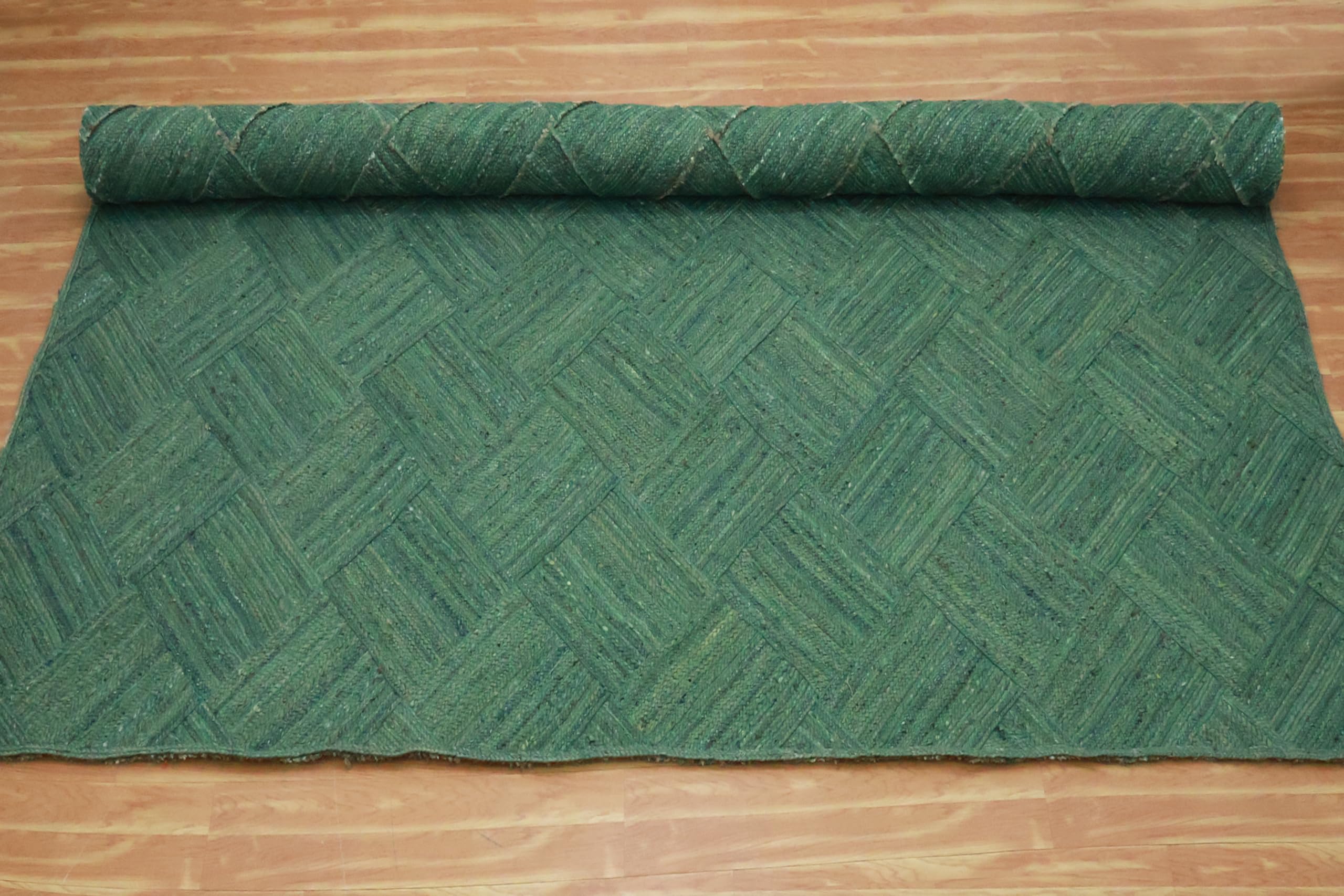Kilim Dywan 25 x 35 cm, zielony, pleciony dywan z juty, do wewnątrz, na zewnątrz, dywan o wysokim natężeniu ruchu, nad jeziorem, do domu, sypialni, jadalni, salonu