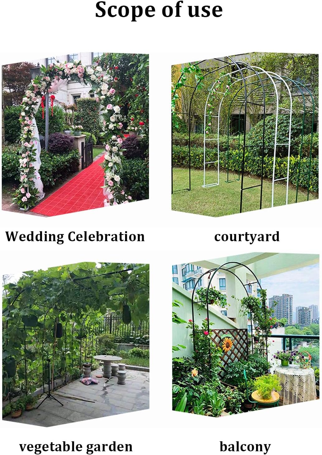 Outdoor Trellis Arbor Archway,Arbor Trellis,Garden Archway For Backyard,for Climbing Plants,Support Various Bridal Party Decoration,Pergola Arbor,Lawn,Party,Ceremony Wed(Size:340*230*40cm,Color:black)