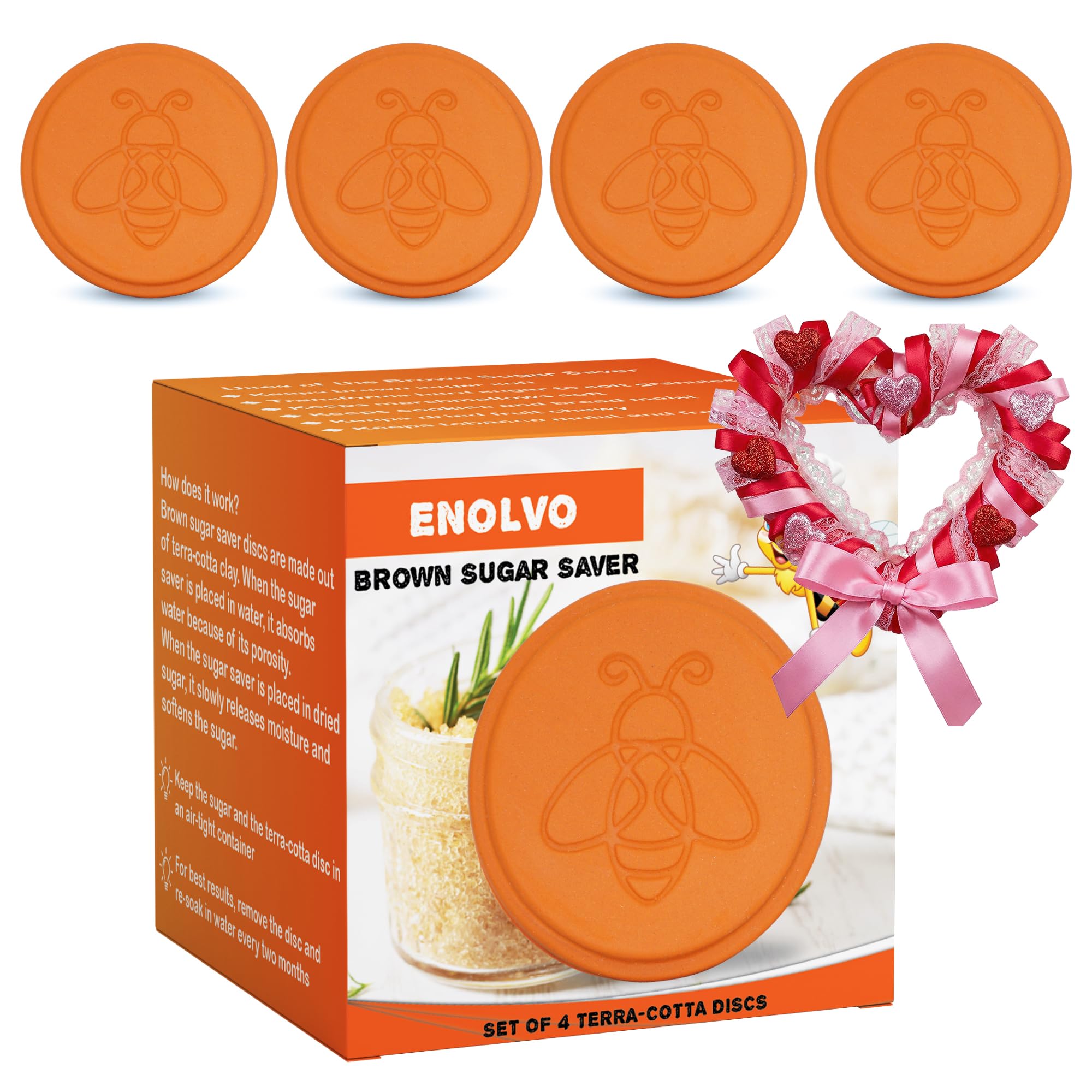 Terracotta Brown Sugar Saver- Brown Sugar Keeper Disc to Maintain Food Moisture in Storage Container - Terra Cotta Bear Softener Alternative (4)